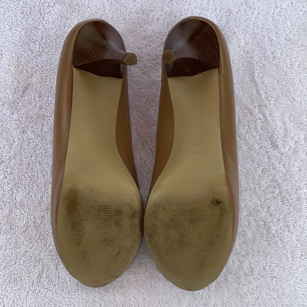 Nine West Kelsyo nude peep toe heels size 9.5 - Picture 6 of 8